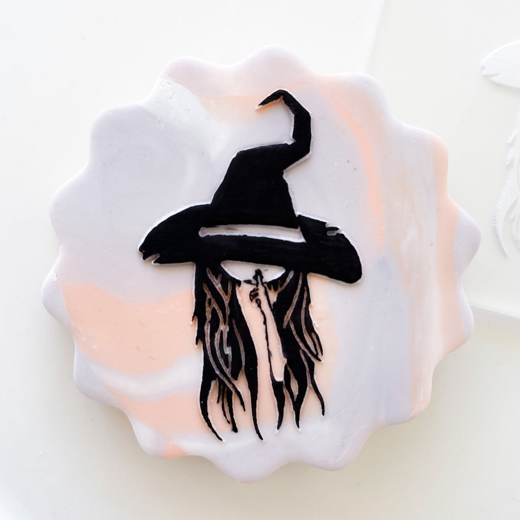 Girl Witch Raised Stamp