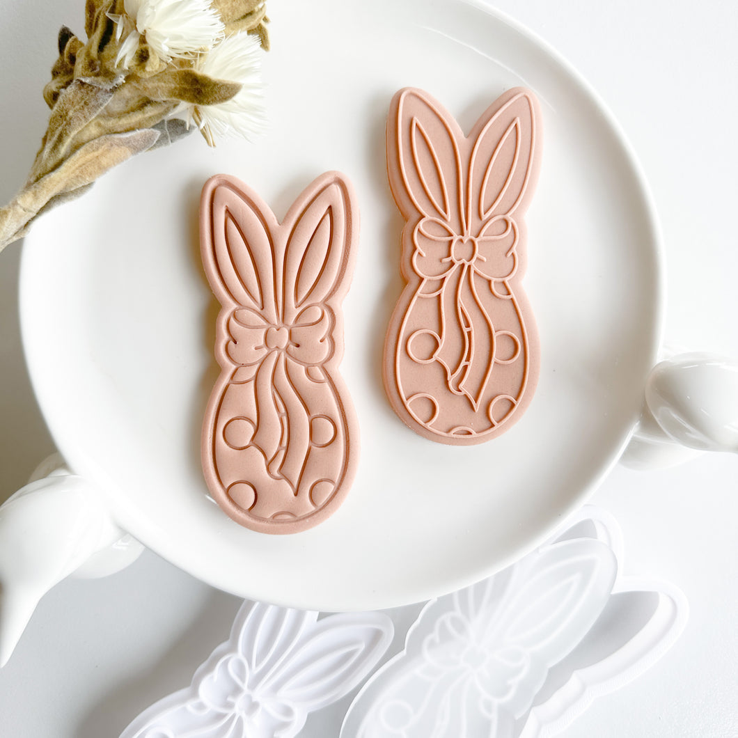 Bunny Egg Ears Raised or Imprint With Matching Cutter