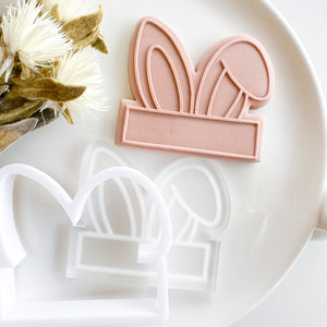 Bunny Ears Plaque Raised or Imprint With Matching Cutter