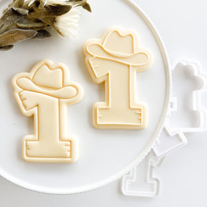 Number One With Hat Raised/Imprint Stamp & Cutter