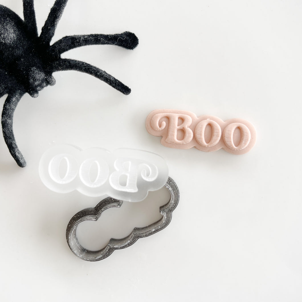 Petite Raised Word BOO Stamp & Cutter
